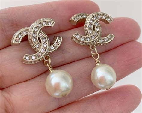 chanel cc pearl dangle earrings|Chanel cc earrings price list.